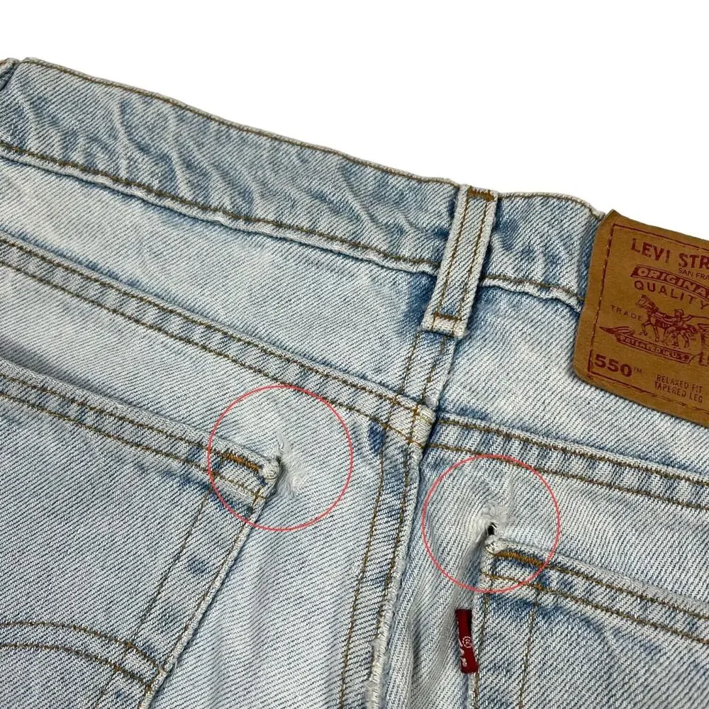 Levi’s VTG 90s 550 Distressed Relaxed Fit Tapered Leg Jeans USA Mens 33x34